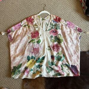 Johnny Was Floral Women's Silk Top XL